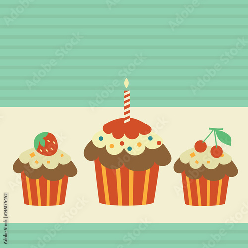 Retro card with cupcakes.