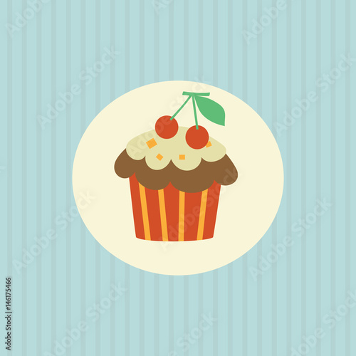 Retro card with cupcake.
