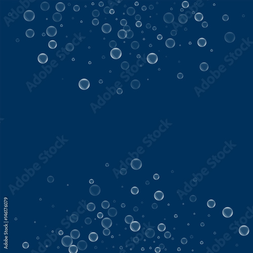 Soap bubbles. Abstract semicircle with soap bubbles on deep blue background. Vector illustration.