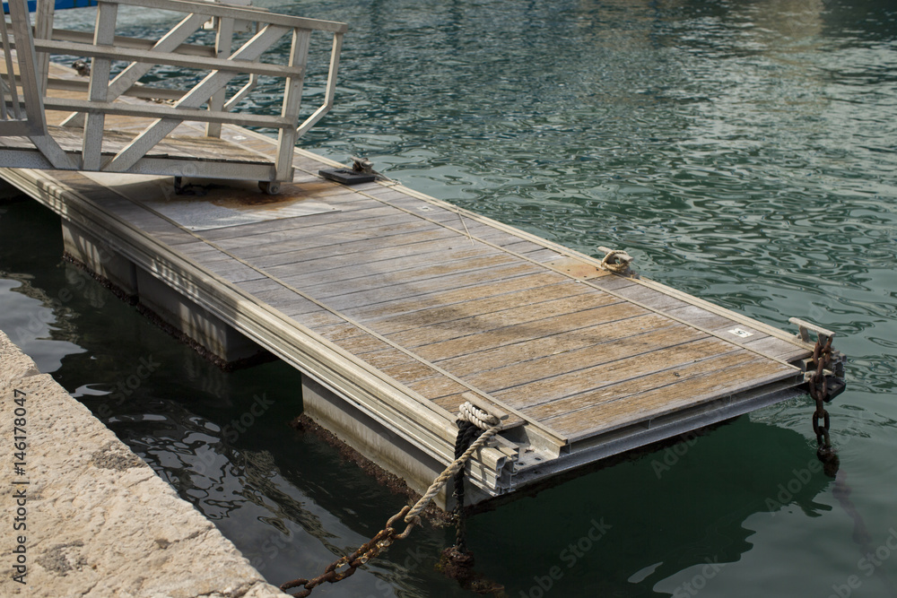 Port gangway wood walk of sailboat Port gangway wood walk of sailboat