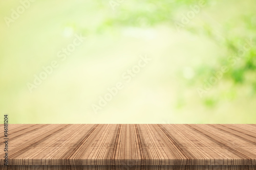 wood coordination table top on nature background,Space available for the product