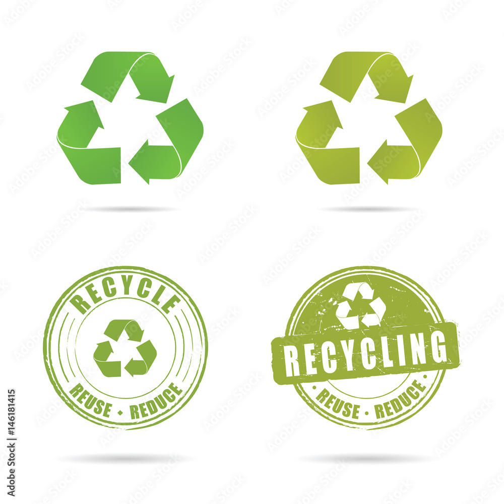 recycling icon in green color set illustration recycling icon in green color set illustration