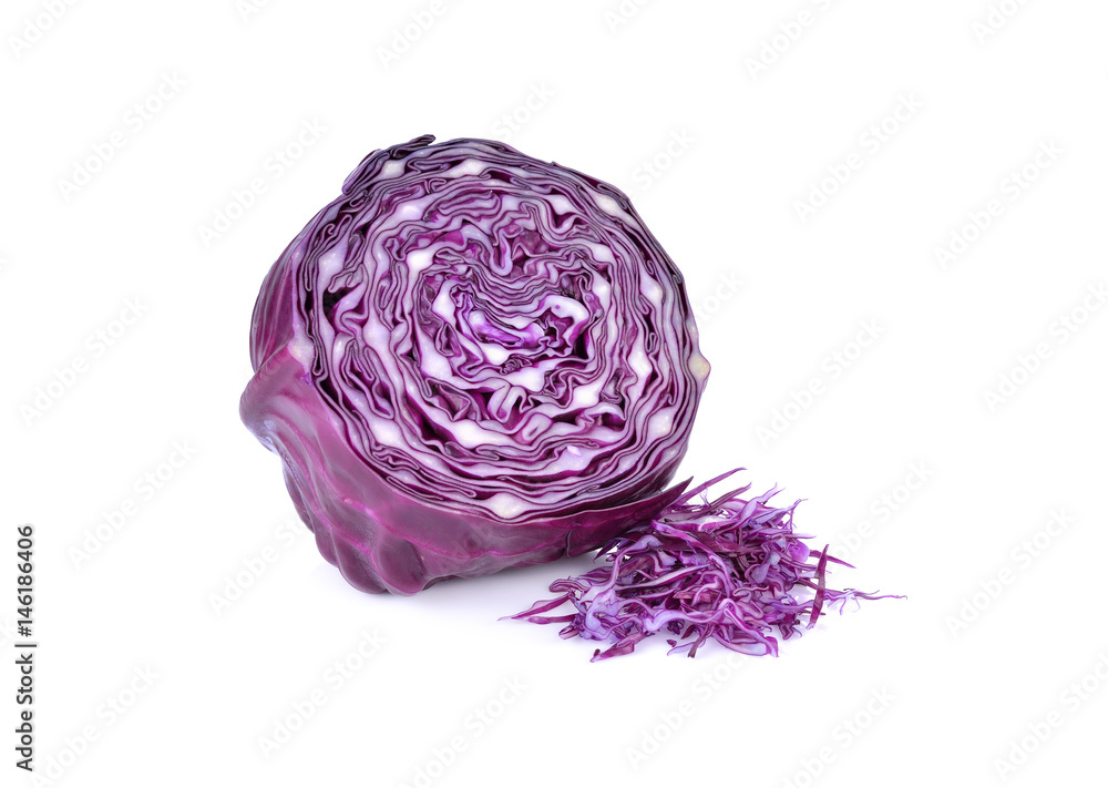 sliced fresh red cabbage on white background sliced fresh red cabbage on white background