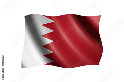 Flag of Bahrain isolated on white, 3d illustration