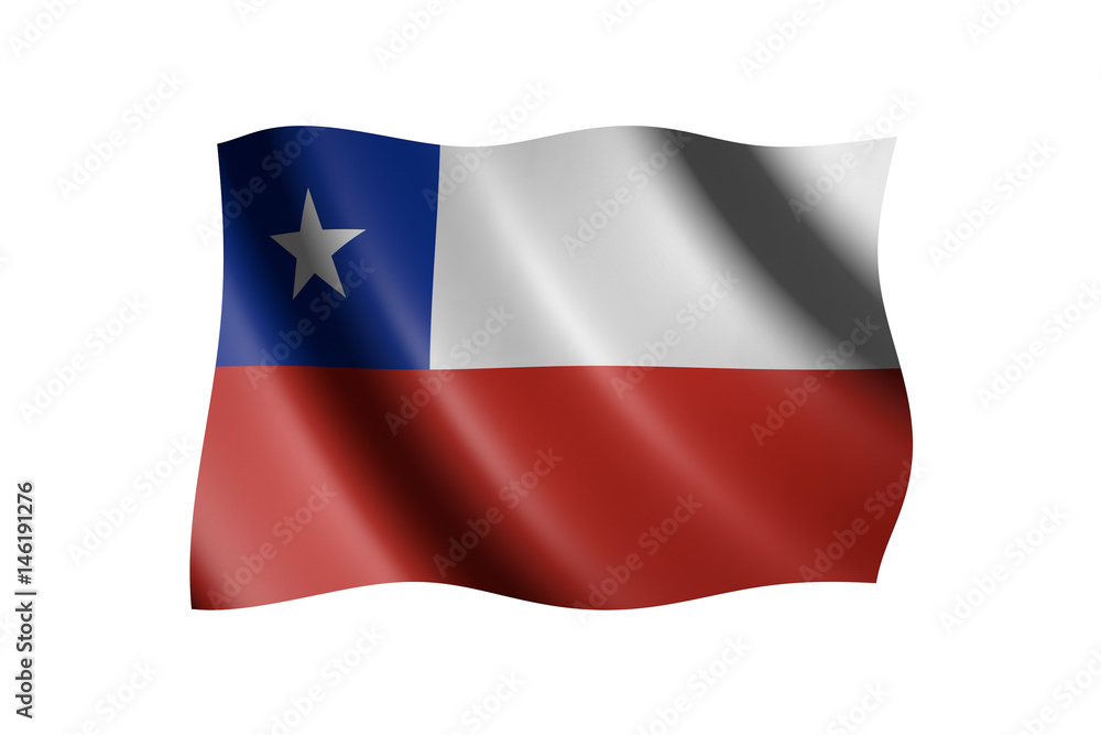 Flag of Chile isolated on white, 3d illustration Flag of Chile isolated on white, 3d illustration