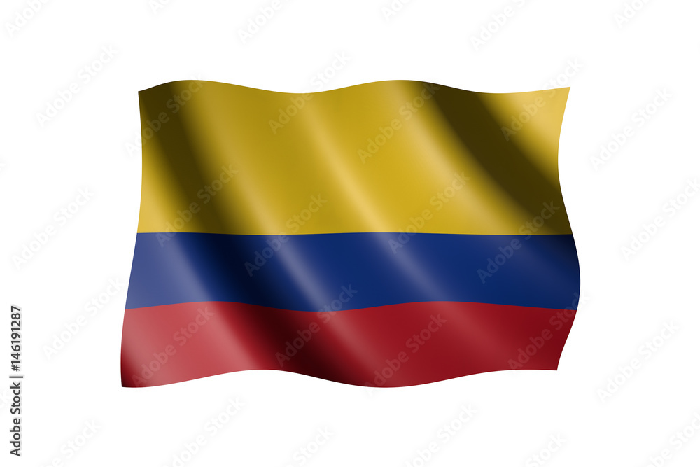Fototapeta premium Flag of Colombia isolated on white, 3d illustration