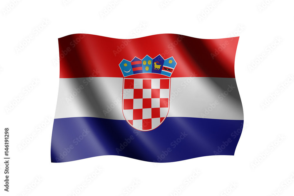 Flag of Croatia isolated on white, 3d illustration Flag of Croatia isolated on white, 3d illustration