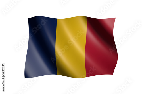 Flag of Chad isolated on white, 3d illustration