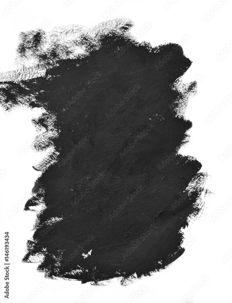Obraz premium black brush strokes oil paints on white paper. Isolated on white background. Abstract creative background