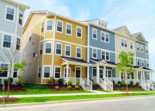 Street of new town homes