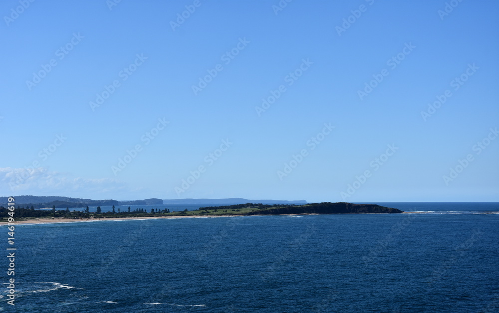 Panoramic view of Long Reef Headland from Dee Why Head (Sydney, NSW, Australia).