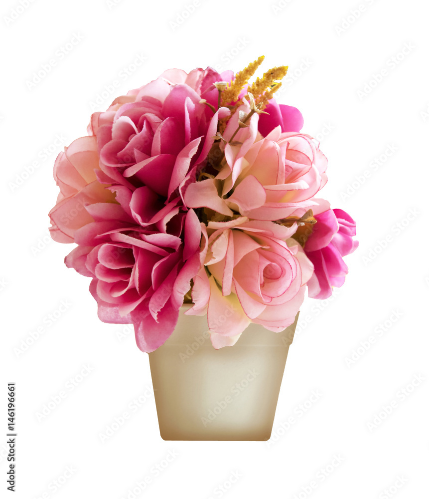 Obraz premium Rose flower,plastic flowers isolated on white background