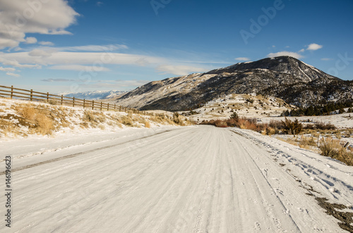 Snow-covered Backroad in Montana