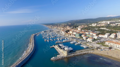 San Vincenzo, Italy. City as seen from the air photo