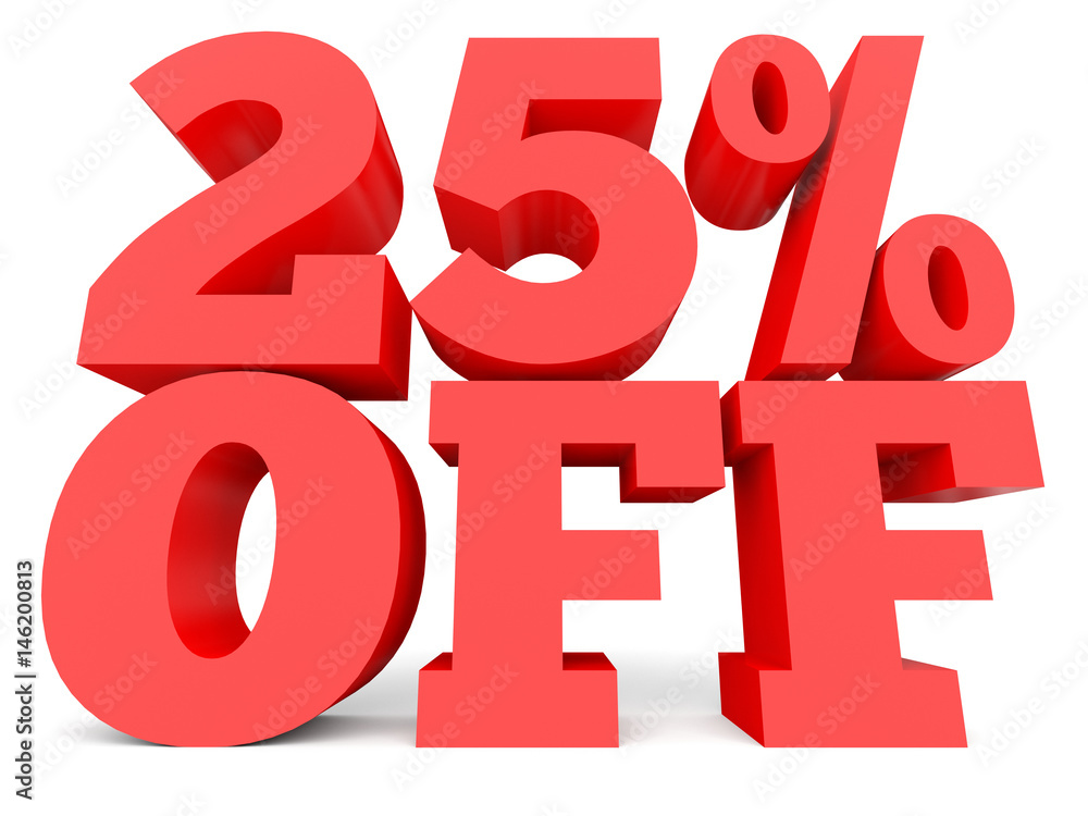 Twenty five percent off. Discount 25 %. Twenty five percent off. Discount 25 %.