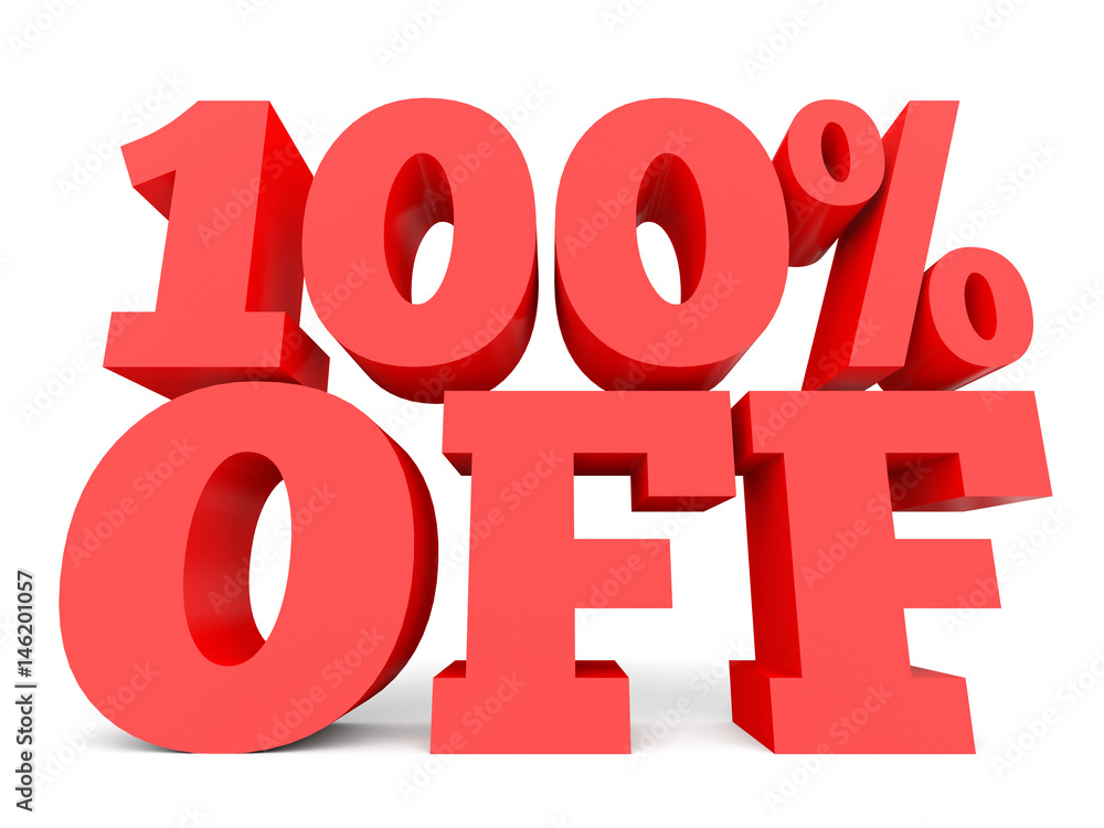 One hundred percent off. Discount 100 %. One hundred percent off. Discount 100 %.