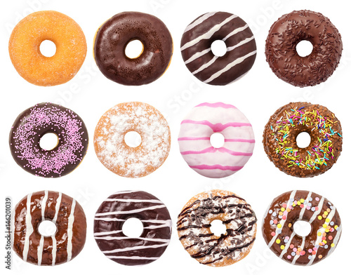 Donuts Set Isolated on White Background