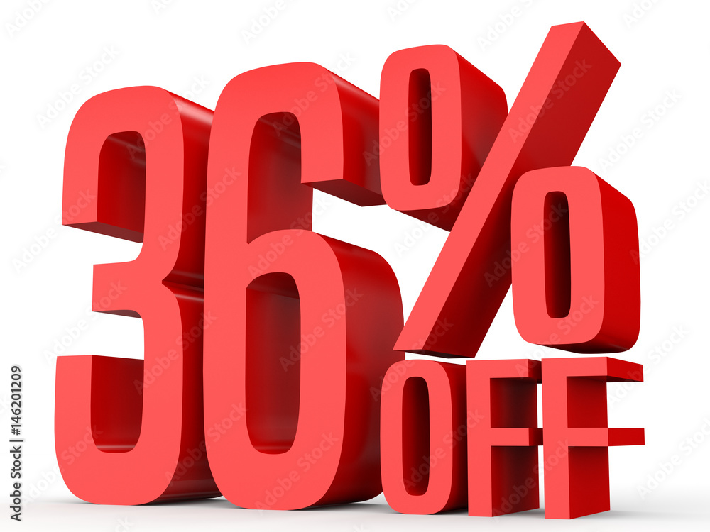 Thirty six percent off. Discount 36 %. Thirty six percent off. Discount 36 %.