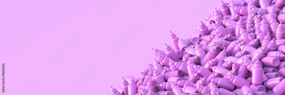 Infinite baby bottles background, original 3d rendering Infinite baby bottles background, original 3d rendering