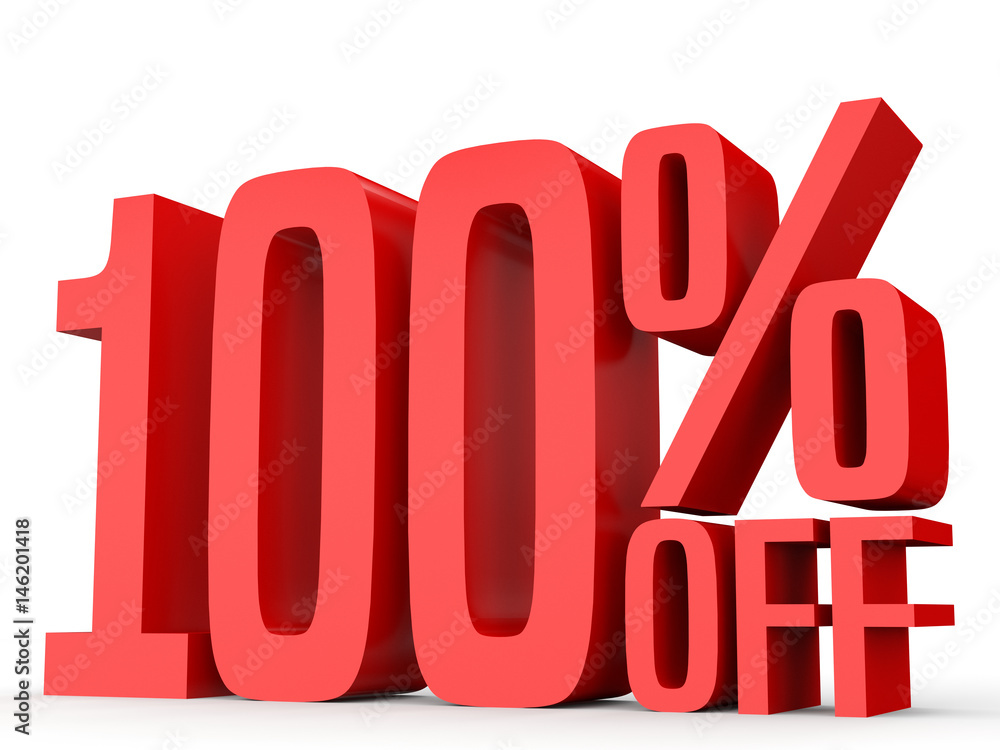 One hundred percent off. Discount 100 %. One hundred percent off. Discount 100 %.