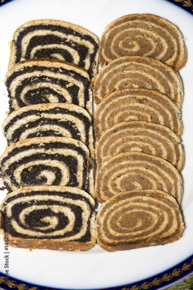 Christmas or easter festive poppy seed cake in Hungary