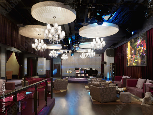 Lounge area in a modern nightclub. photo