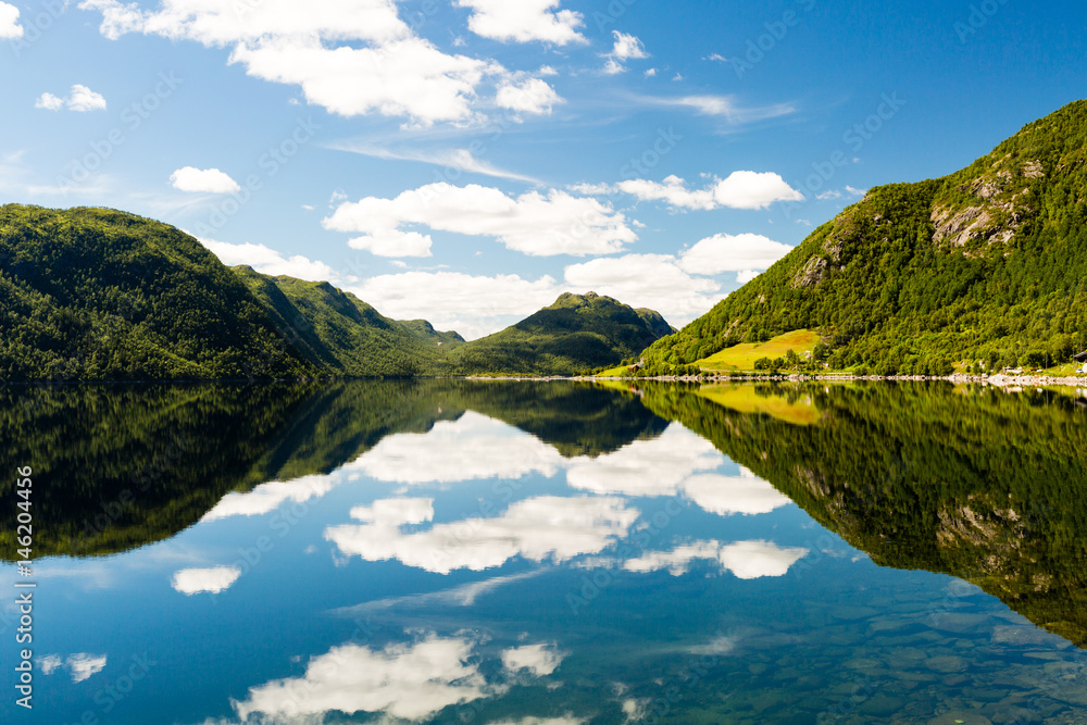 Reflections on lake in Norway