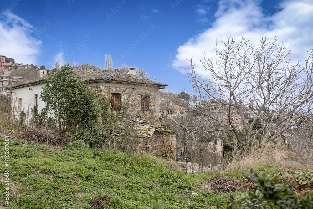 Houses in Millies village. Magnesia, Pelion mountain, Greece