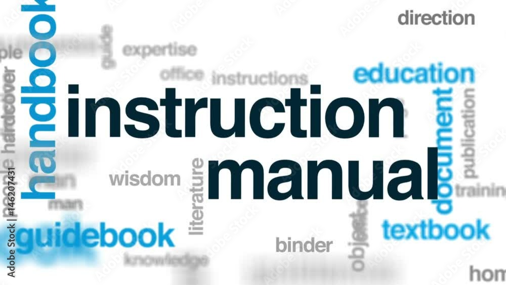 Instruction manual animated word cloud, text design animation. Instruction manual animated word cloud, text design animation.