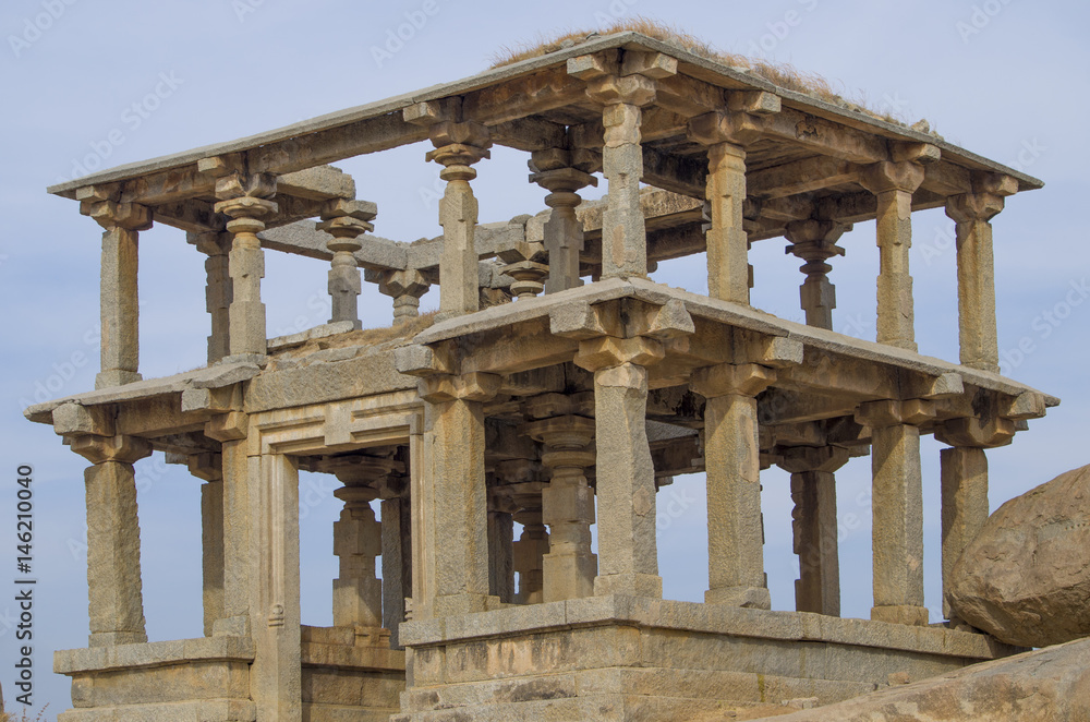 The ancient city of Hampi architecture ruins in India
