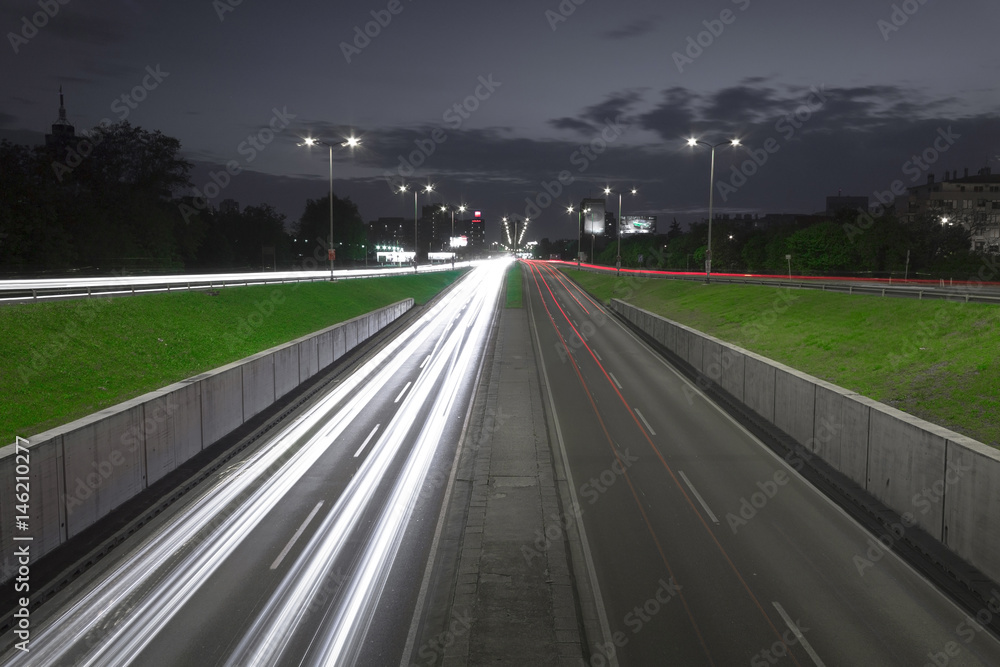     Car trail laights on a highway 