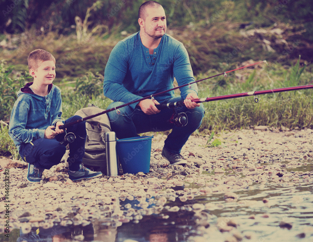 Little boy fishing Stock Photo