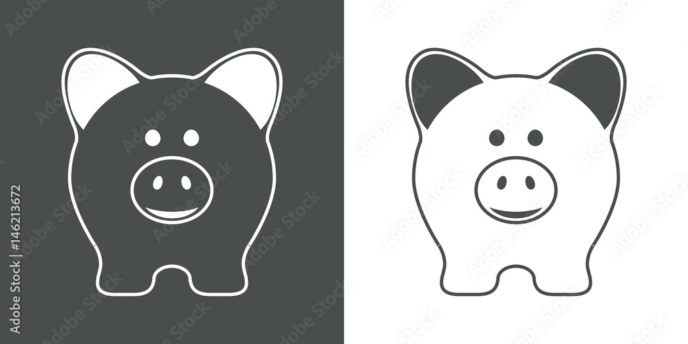 Icono plano cerdito frontal lineal gris y blanco Icono plano cerdito frontal lineal gris y blanco