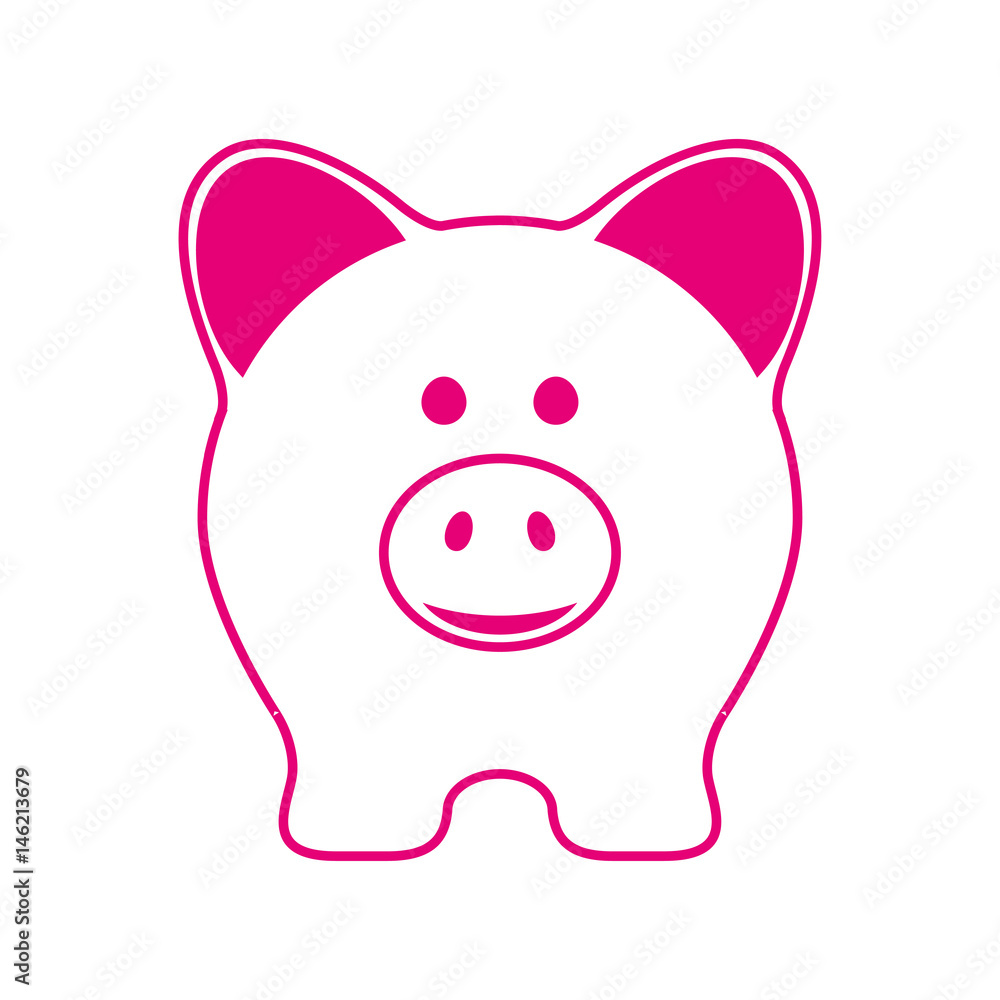 Icono plano cerdito frontal lineal rosa en fondo blanco Icono plano cerdito frontal lineal rosa en fondo blanco