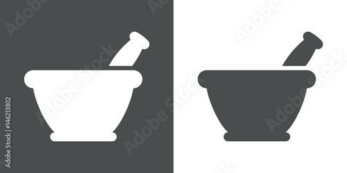 Icono plano mortero de cocina gris y blanco
