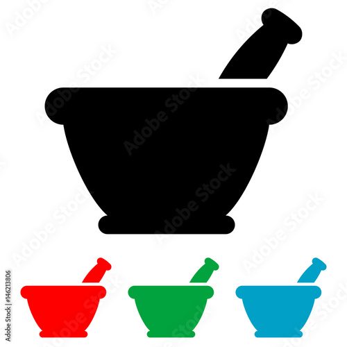 Icono plano mortero de cocina varios colores