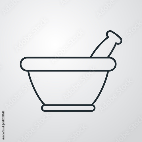 Icono plano mortero de cocina lineal en fondo degradado