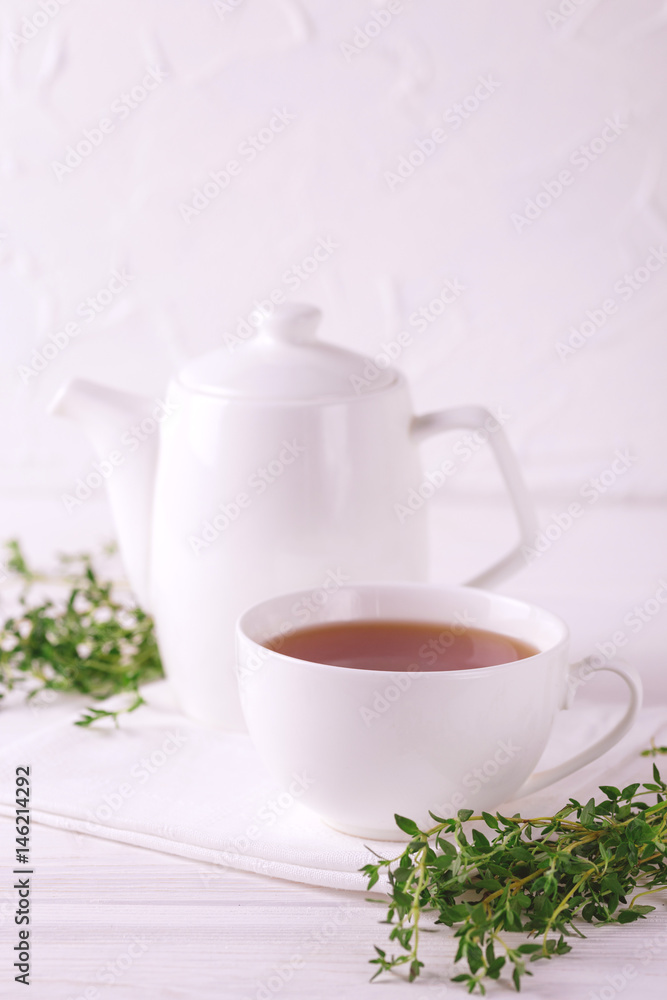 Fototapeta premium Thyme herbal tea. Healthy drink. Alternative medicine