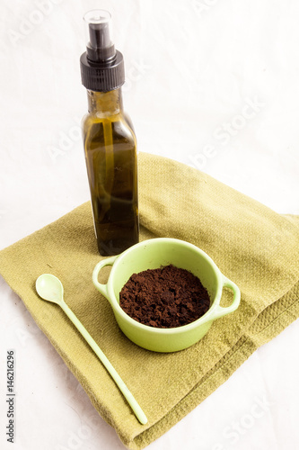 Scrub with coffee and olive olil. photo