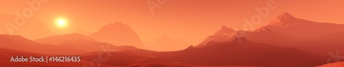 Landscape of Mars, Martian panorama, panorama of Mars, mountain landscape   © ustas