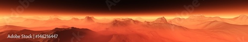 Landscape of Mars, Martian panorama, panorama of Mars, mountain landscape 