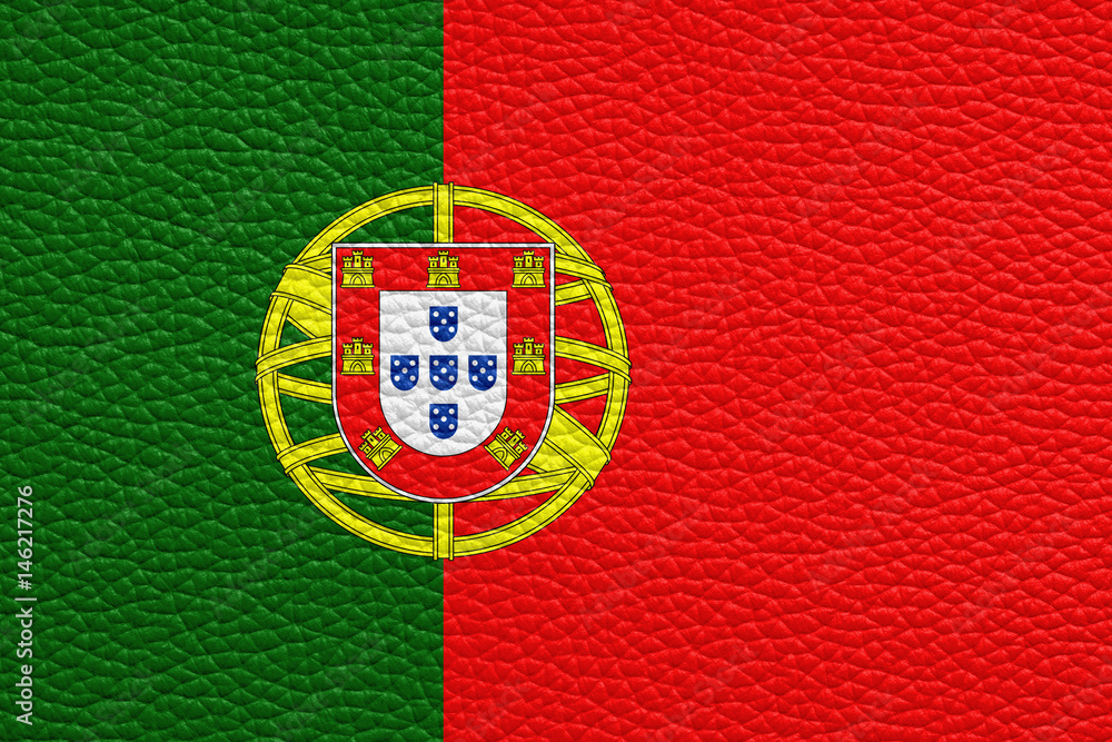 Fototapeta premium portugal flag painted on leather texture