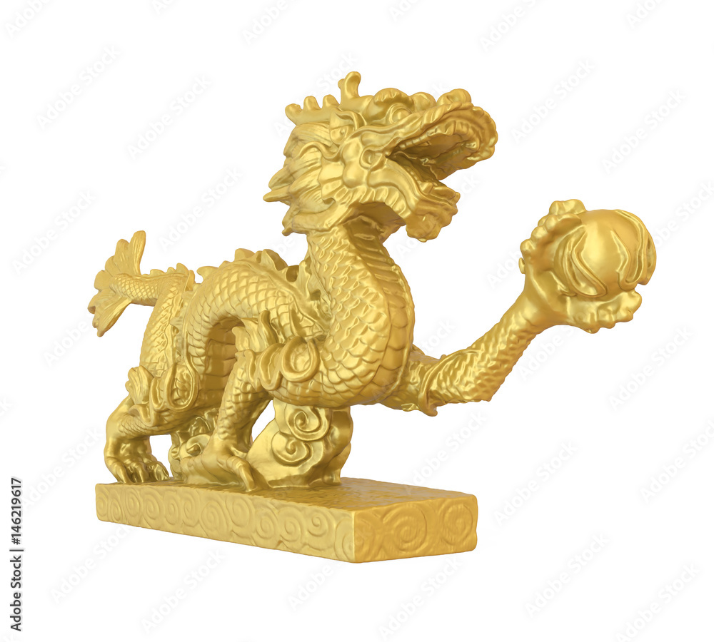 Chinese Dragon Statue Isolated Chinese Dragon Statue Isolated