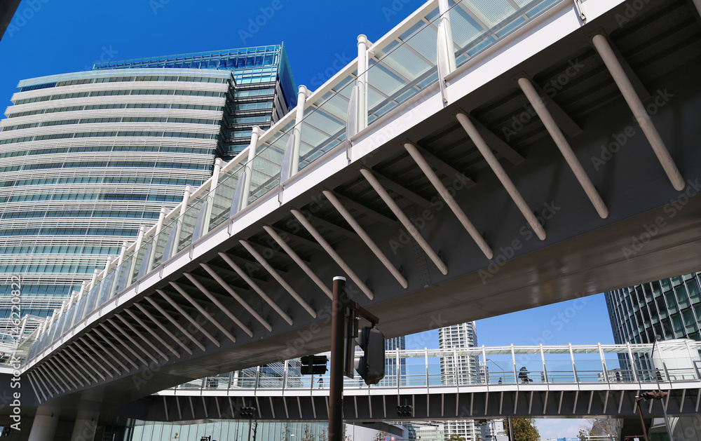 Scenery of skyscrapers and pedestrian bridges in the city Scenery of skyscrapers and pedestrian bridges in the city