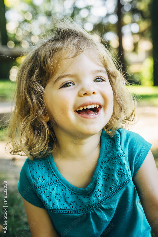 Portrait of laughing Caucasian preschool girl Portrait of laughing Caucasian preschool girl