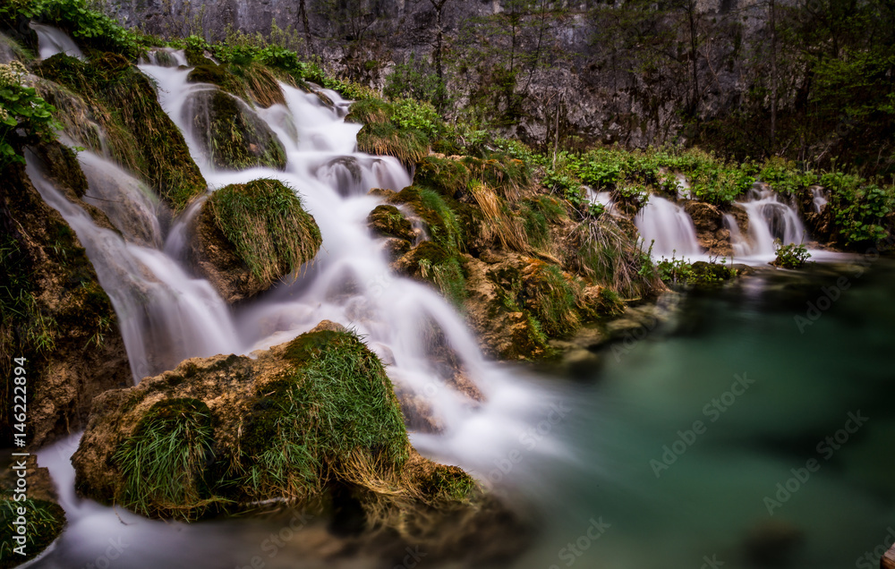 Fototapeta premium Plitvice waterfall longexposure