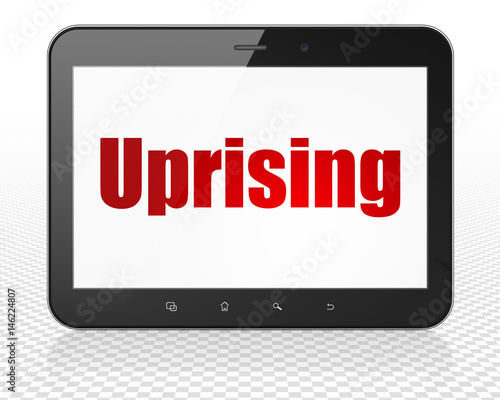 Political concept: Tablet Pc Computer with Uprising on display