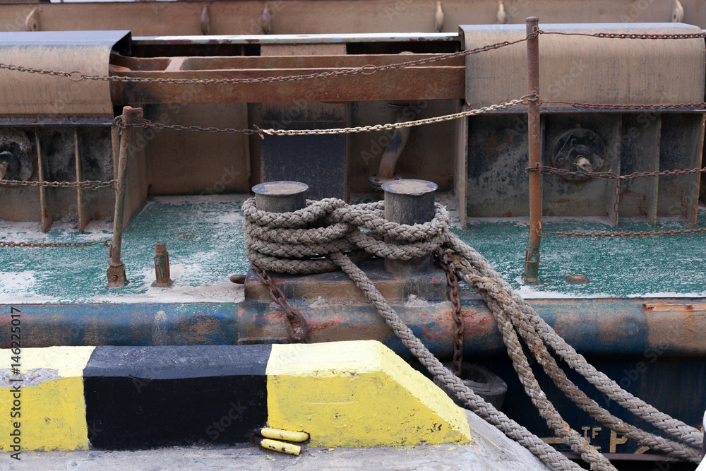 Fototapeta premium Bollard with mooring line