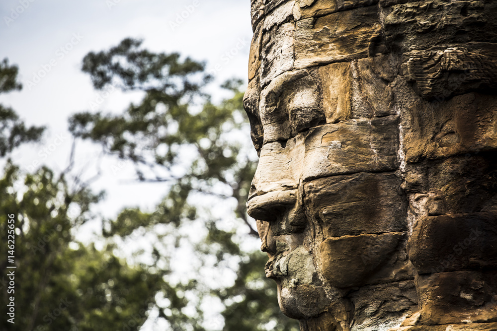 Stone faces at Bayon Temple in Angkor Wat
