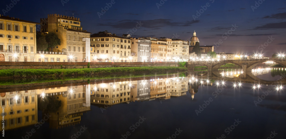 travel amazing Italy series -  River Arno at Night, Florence, Tuscany